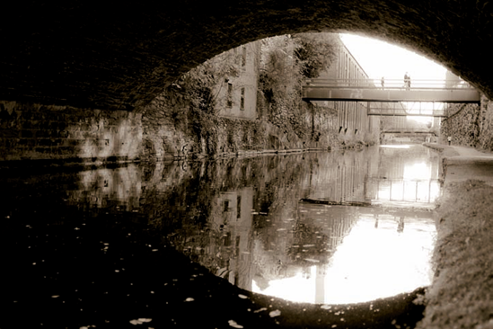 Looking along the C&O Canal at Wisconsin Avenue (see B on the map). Taken at ISO 200, f/2, 1/500 second with a 35mm lens.