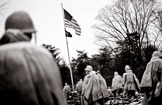 The Korean War Veterans Memorial gives a viewer a unique feeling of "being there" (see A on the map). Taken at ISO 200, f/1.4, 1/1250 second with a 65mm lens.