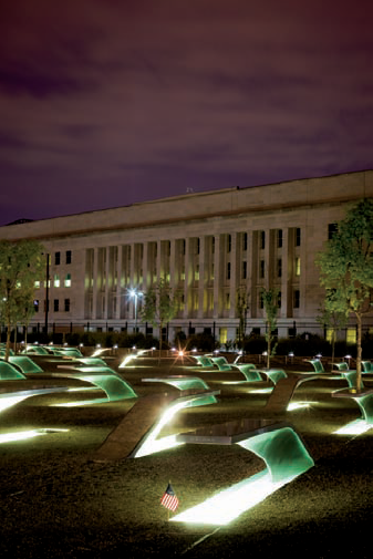 The Pentagon Memorial at night (see A on the map). Taken at ISO 400, f/14, 30 seconds with a 65mm lens.