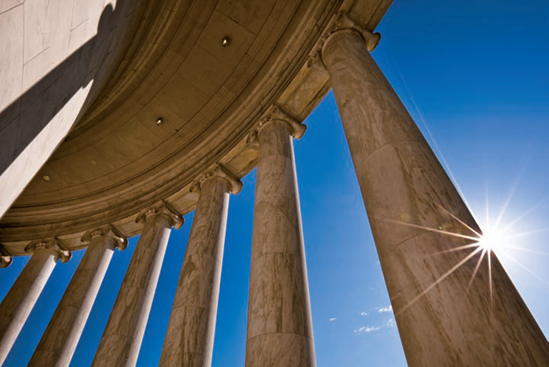 A detail view of the Jefferson Memorial's Ionic columns in the morning (see E on the map). Taken at ISO 100, f/22, 1/50 second with a 20mm lens.