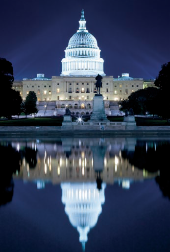 The U.S. Capitol with its reflection in the Capitol Reflecting Pool (see B on the map). Taken at ISO 200, f/14, 25 seconds with a 65mm lens and a table-top tripod.