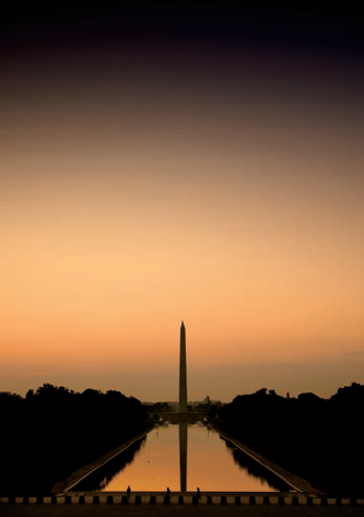 Looking east from the steps of the Lincoln National Memorial to the Washington Monument in the morning (see D on the map). Taken at ISO 400, f/10, 1/100 second with a 50mm lens.