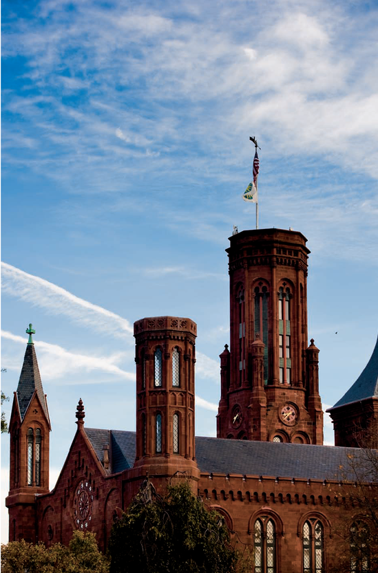 A fountain on the east side of the Smithsonian Institution Building. Taken at ISO 100, f/2, 1/320 second, with a 50mm lens.