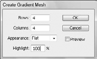 Choose how many rows and columns you want to start your mesh with.