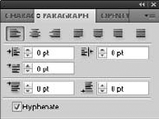 Use this panel to open typographic controls that apply to paragraphs.