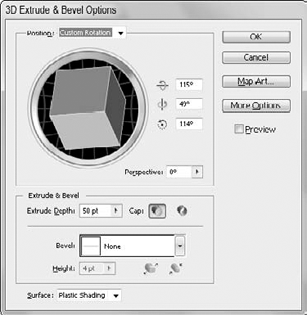 The Extrude & Bevel Options dialog box.
