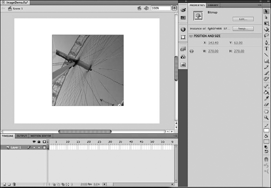 Changes to an image in Photoshop CS5 are updated in your Flash project.