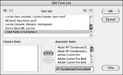 Assigning and editing fonts