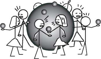 The big ball of context stimulates conversation and serves as its focus.