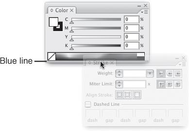 A blue line at the bottom of the panel indicates that you’re about to attach the panel.