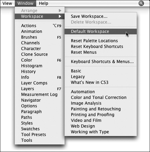 Choosing the default workspace.