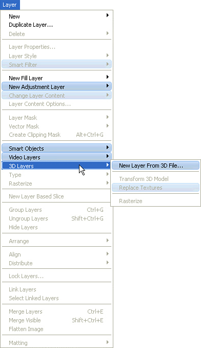 What’s New in CS3 shows the new features in Photoshop CS3; here the new features are highlighted in the menus.