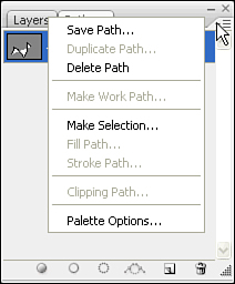 Use the Paths fly-out menu to save paths and create paths from selections.