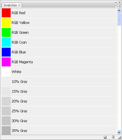 Save and access commonly used colors in the Swatches panel.