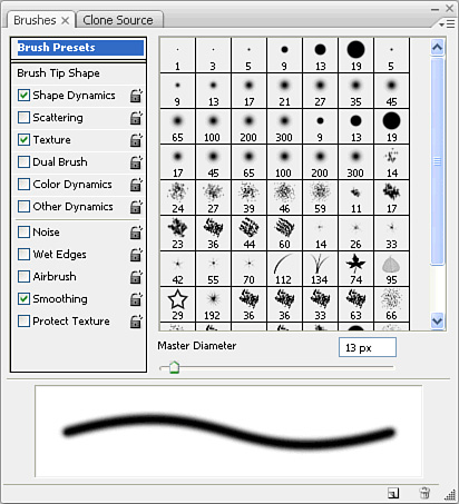 Choose and customize the capabilities of your brushes.