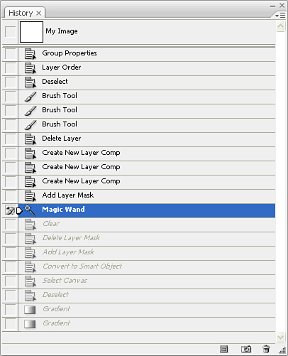 Navigate through changes using the History panel.