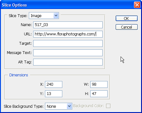 Set slice attributes to create additional functionality for the Web.