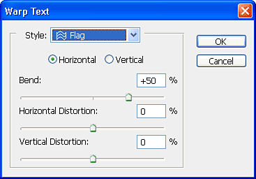 Choose the warp type and adjust its settings.