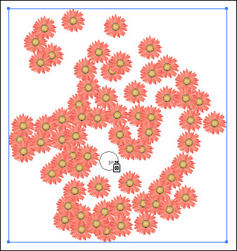 Creating a symbol set by spraying symbols onto the artboard.