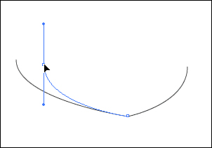 Repositioning a single point on a path with the Direct Selection tool.