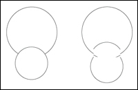 Two objects, before and after the Outline Pathfinder is applied.