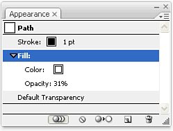 An opacity setting applied specifically to the fill of an object.