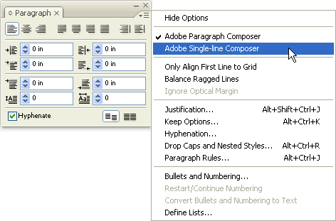 Switch between the Single Line and Paragraph Composers.