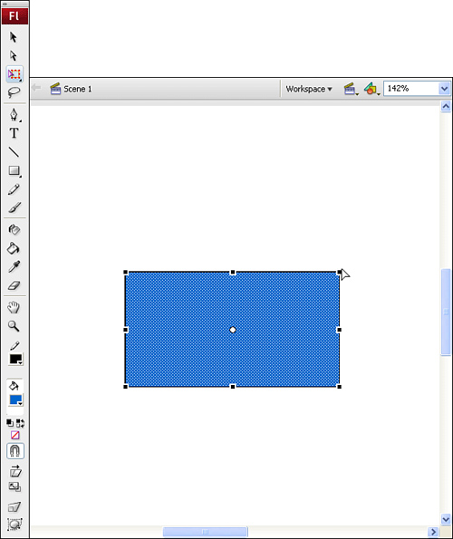 When an object is selected, you can use the Free Transform tool to alter its size and orientation.