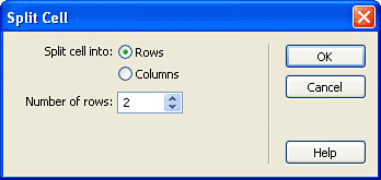 The Split Cell dialog box enables you to split a single cell into multiple columns or rows.