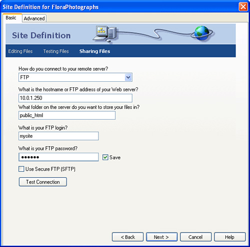 You need to set the FTP information, including the server address.