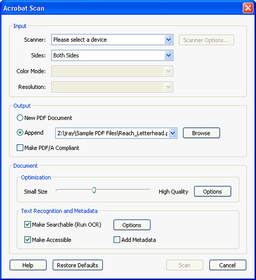 Create PDFs directly from printed documents.