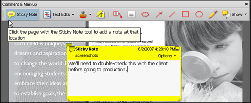 Sticky notes are a convenient way to mark up a document.