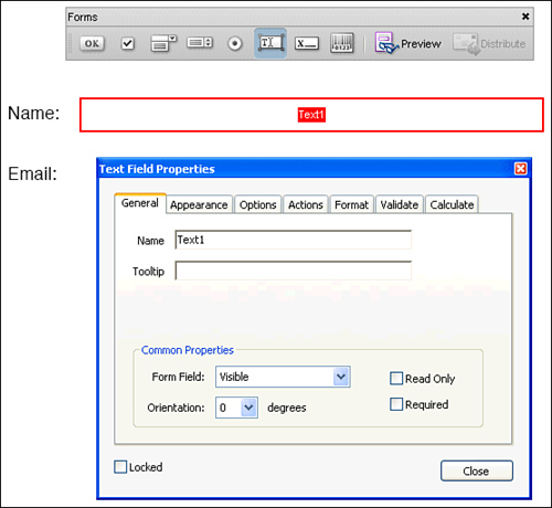 Edit the properties for form text fields.