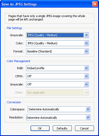 Set any additional options for your file format.