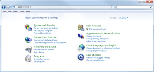 Windows 7 Control Panel