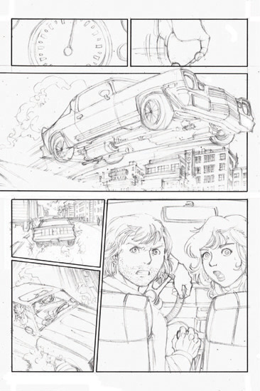 Original pencils of The Drifter, Page 1.