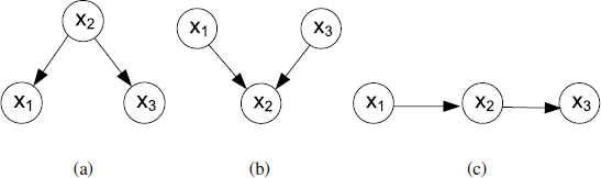 Examples showing of directed acyclic graphs describing the dependency relationships among variables.