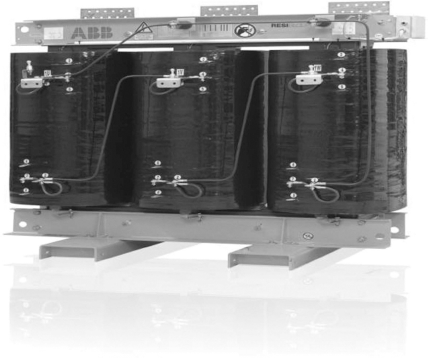 Figure showing eco-dry (RESIBLOC) three-phase transformer.
