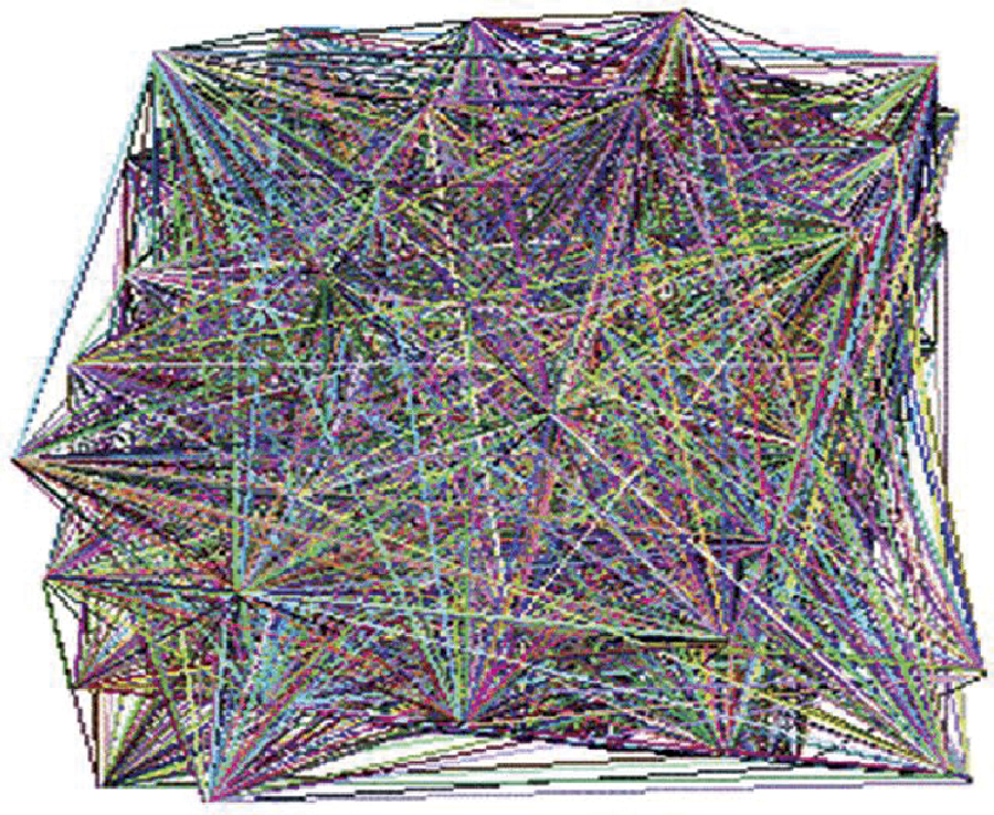 Image of Network structure for elements connected to each other using randomization rules