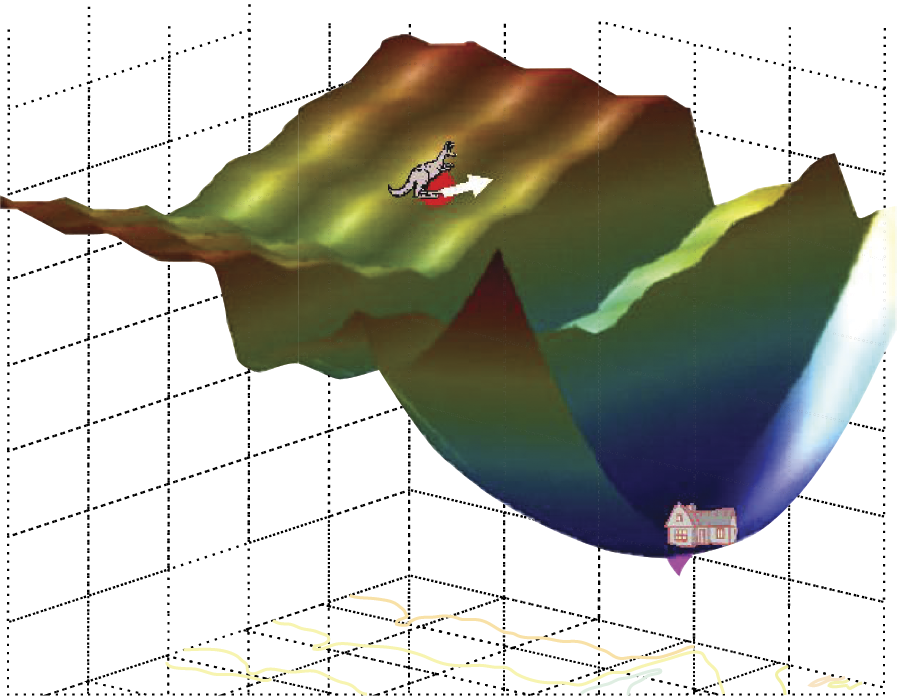 Image of Neural network learning presented as a blind kangaroo hike