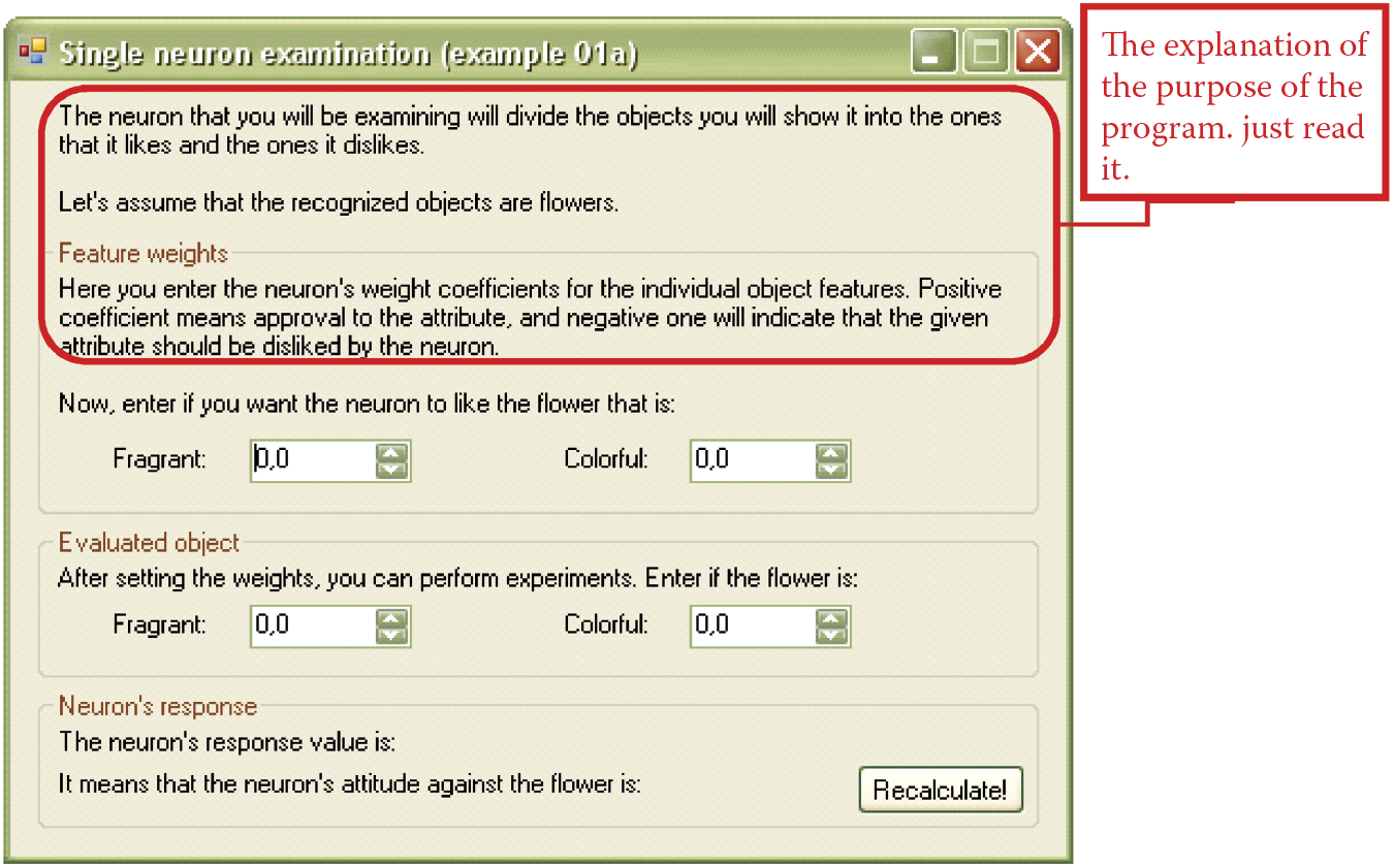 Image of Window of the Example 01a program just after start