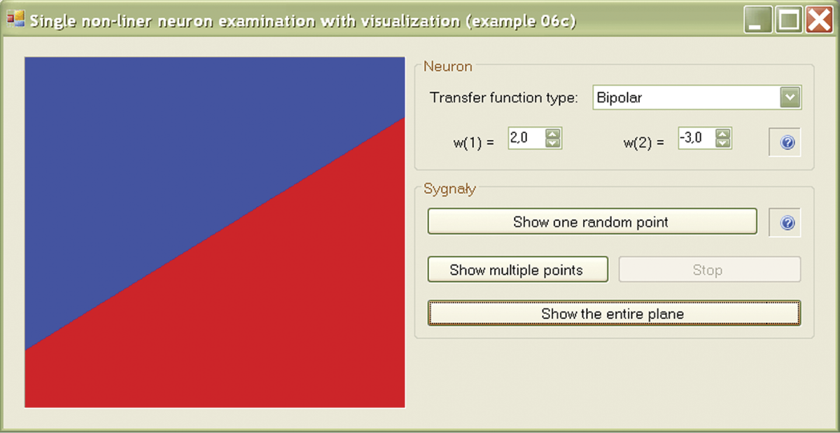 Image of Screenshot of the Example 06c showing neuron response map