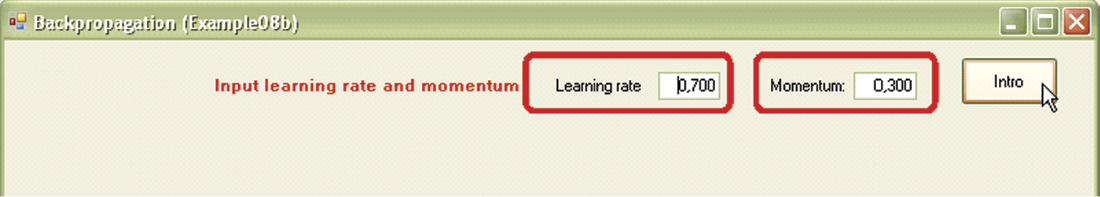 Image of Setting of parameters marking learning efficiency in Example 08b program