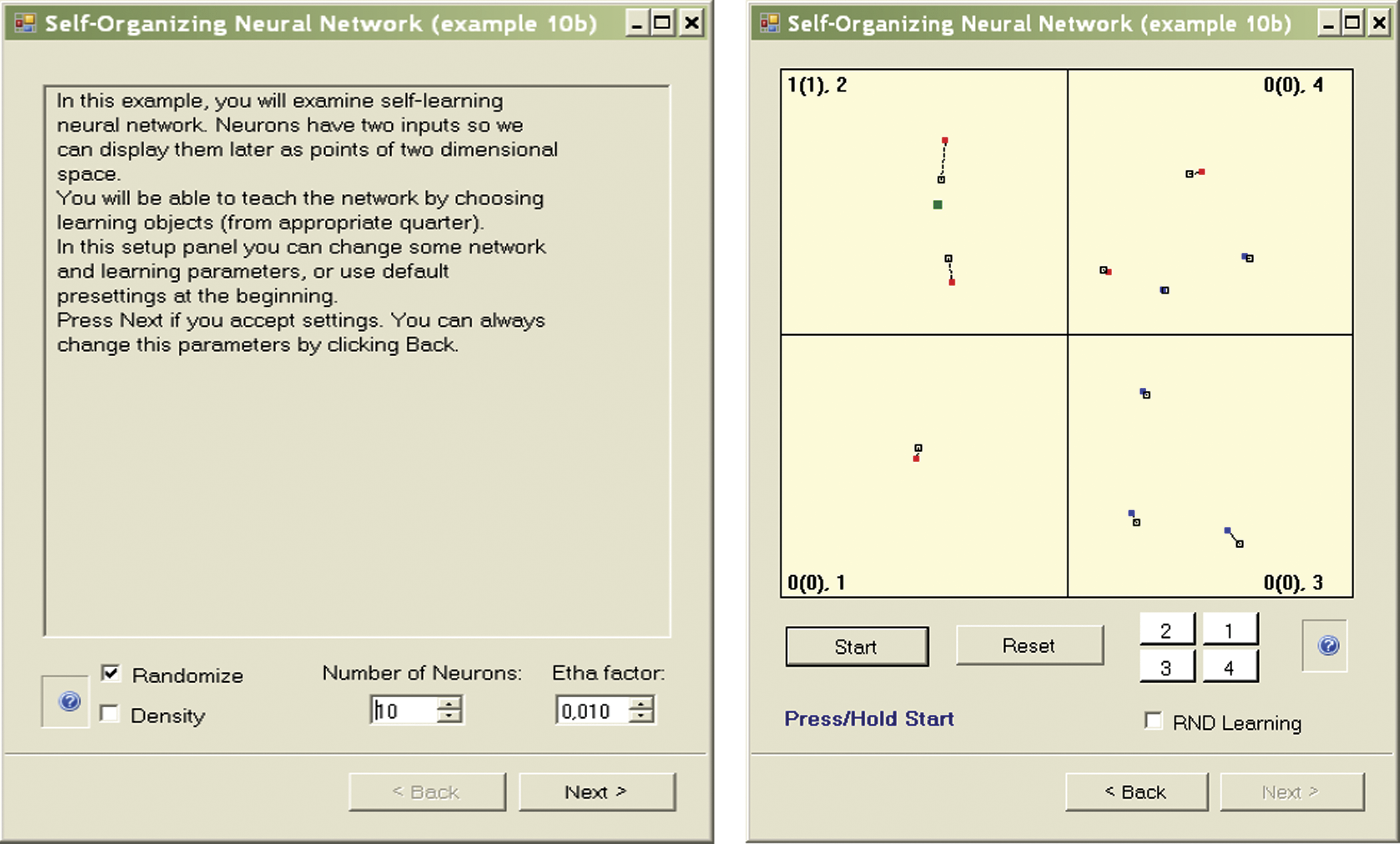 Image of Beginning of machine learning of network composed of ten neurons