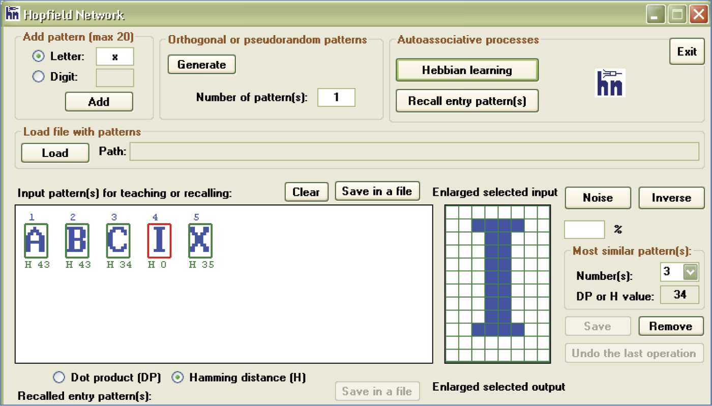 Image of Patterns to be memorized are entered into Add pattern feature