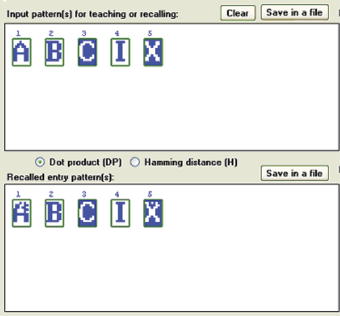 Image of Recalling all patterns provided to the network