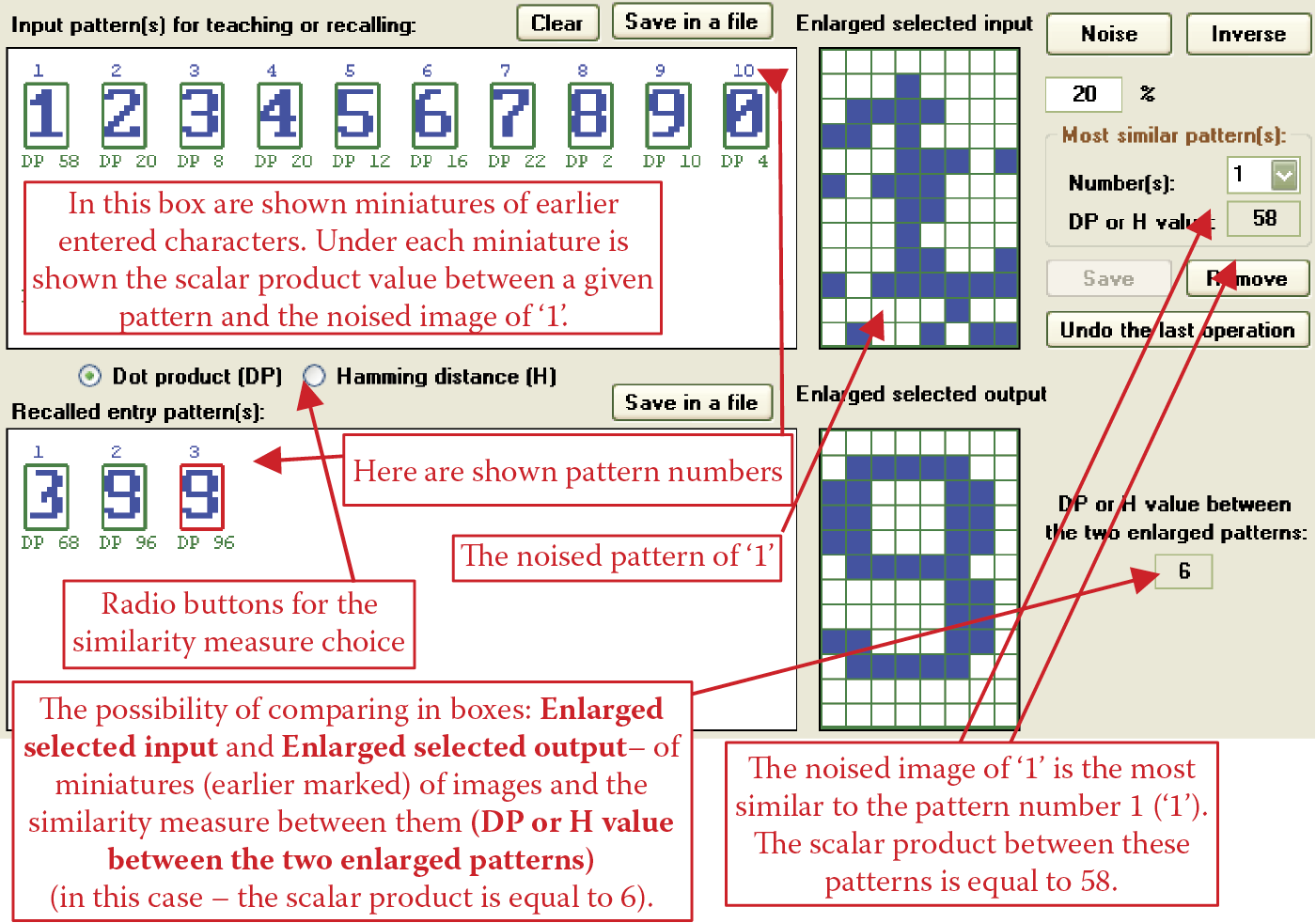 Image of Pattern search with scalar product measure resulting in failure