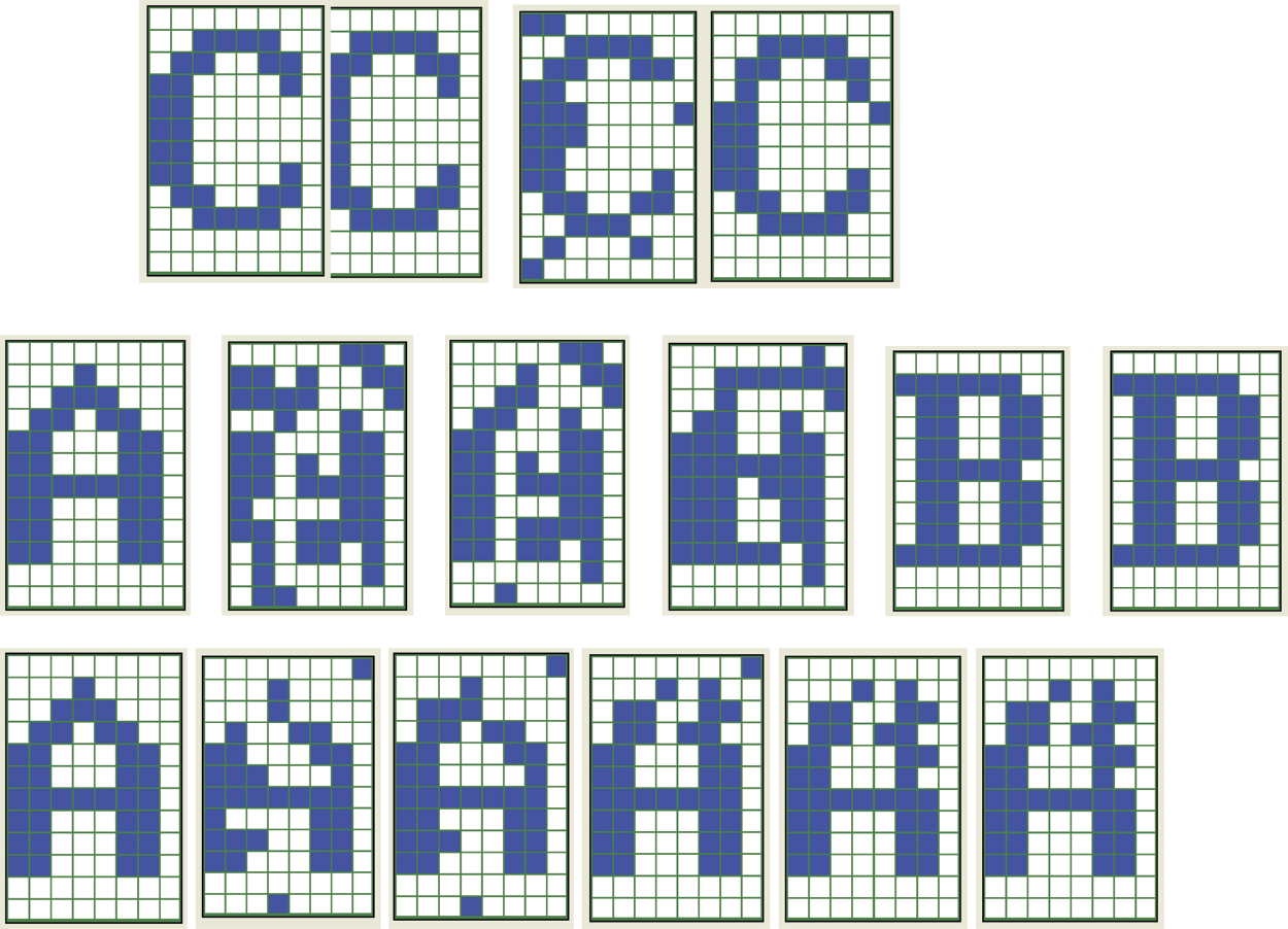 Image of Successful reconstruction of letter C pattern and two reconstruction failures of letter A pattern