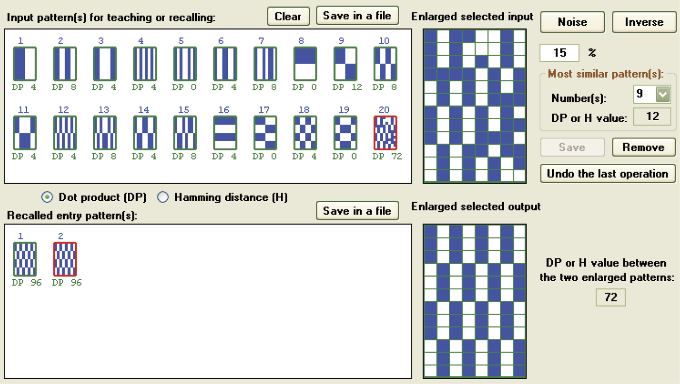 Image of Correct recall of distorted pattern using set of orthogonal patterns