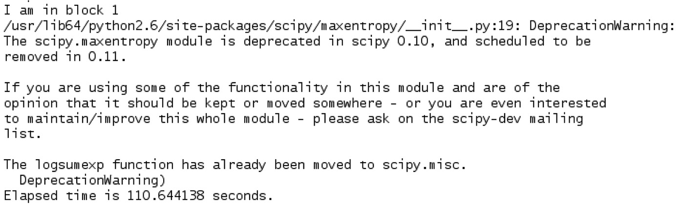 Image of Output snippet obtained while estimating the test cluster membership